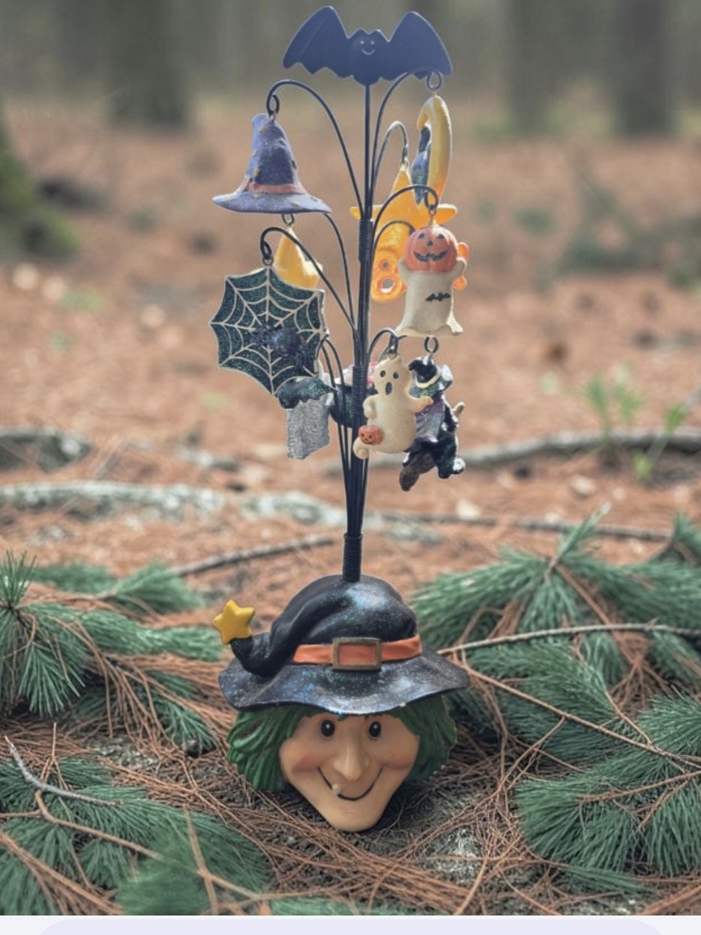 Vtg Halloween Witch Tree With Halloween Ornaments